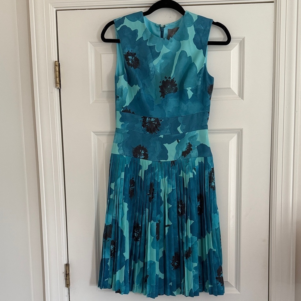 Lela Rose Teal Floral Dress sz 2 - Picture 4 of 9